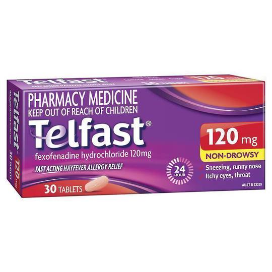 Telfast 120mg Tablets 30 Tablets (Fexofenadine)
